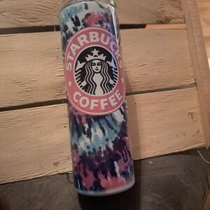 Starbucks Tie-Dye Tumbler with Pink Emblem